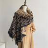 Korean Geometric Double-Sided Cashmere Scarf - Warm, Thick, and Stylish