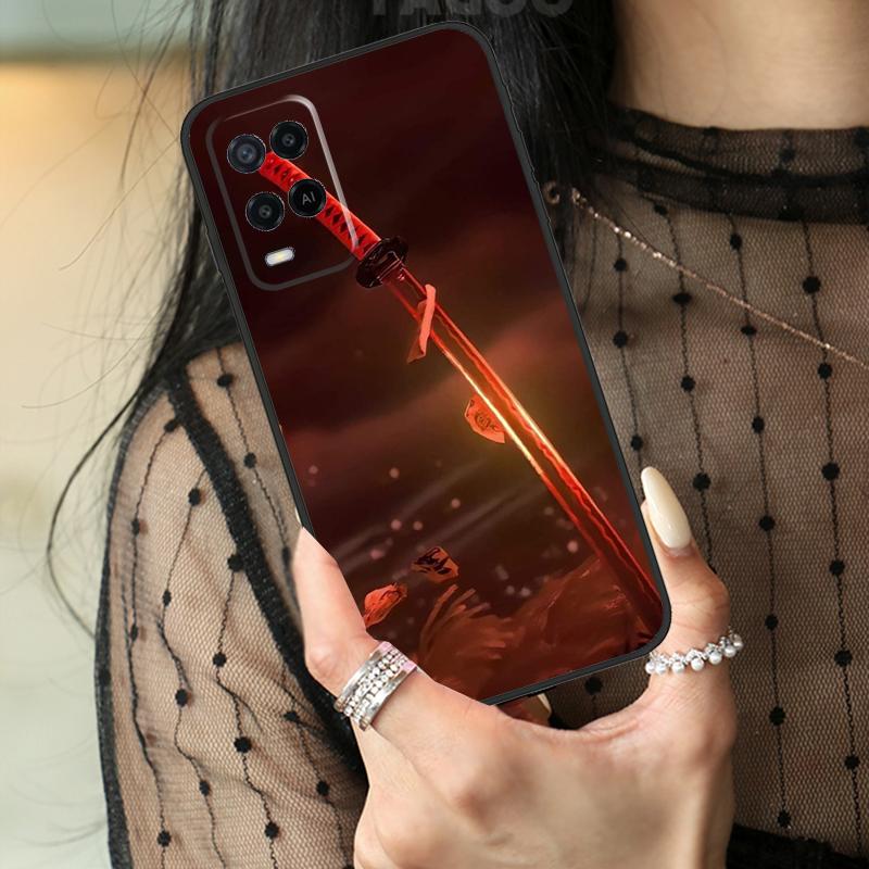 Японский чехол-катана для Oppo A80 A60 A40 A17 A57 A77 A74 A54 A94 A78 A98 A18 A38 A58 A96 A76 A16 A15 A5 Pro