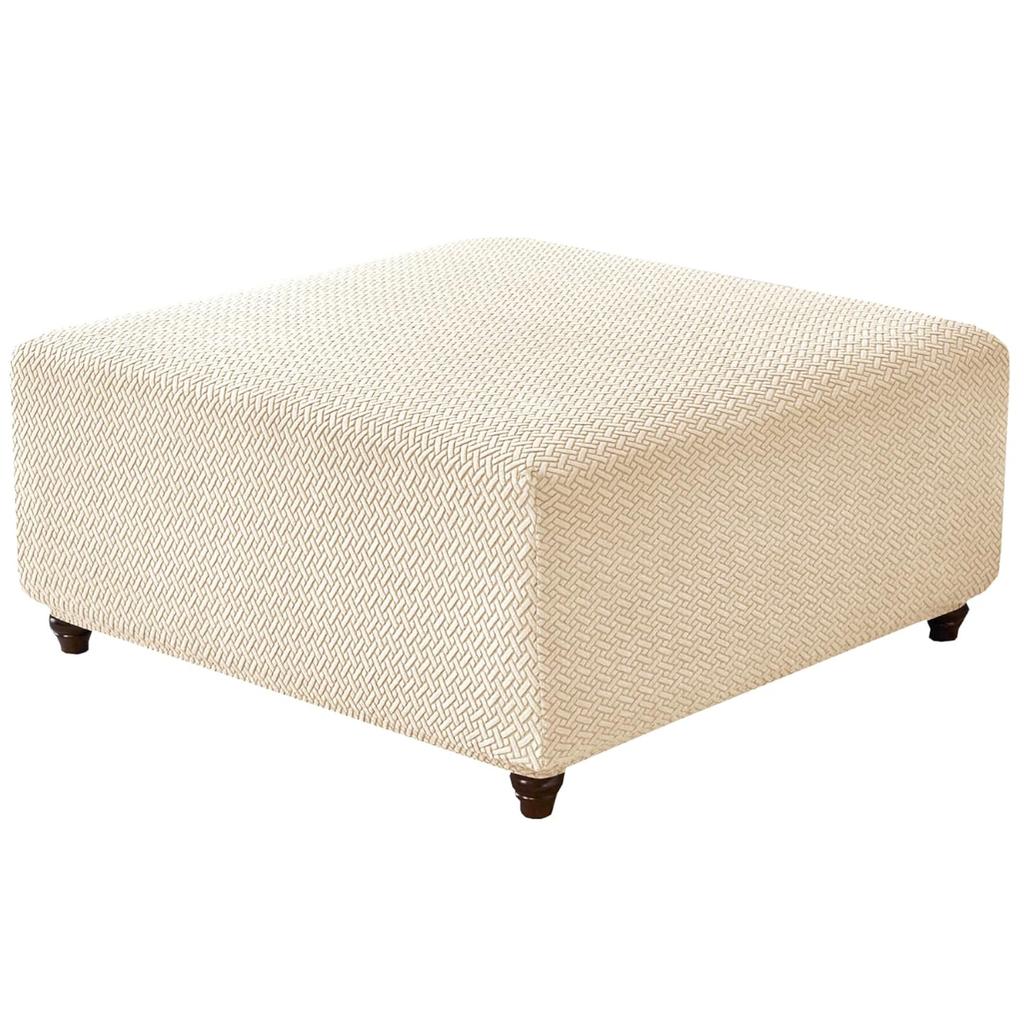 T-Shape Jacquard Square Stool Cover Ottoman Stool Cover Elastic Sofa Footrest Slipcovers for Living Room Office Home Decor