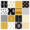 Комплект из 16 шт., толстая четверть, азиатский блочный принт, 18 x 22 дюйма, лоскутное шитье своими руками, предварительно нарезанная ткань из 100 хлопка, черная, желтая