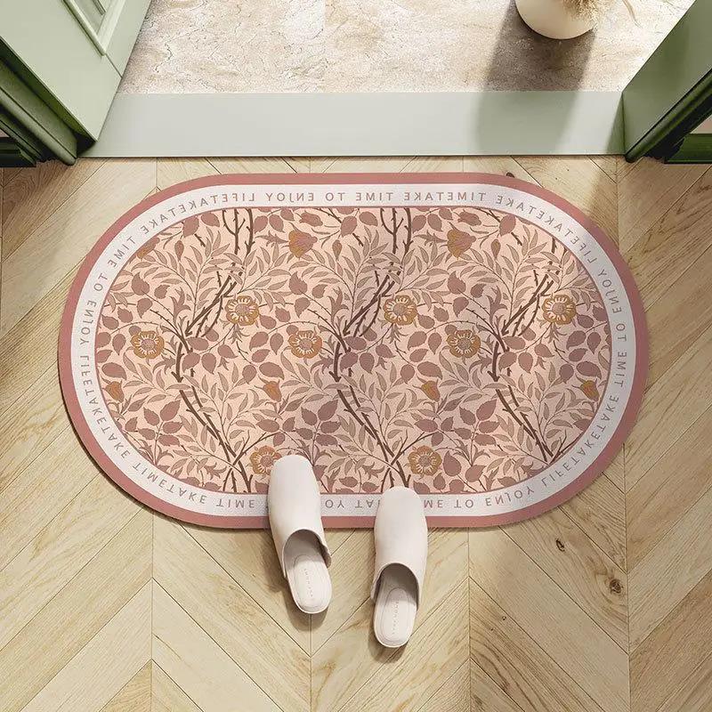 Легкий роскошный европейский цветочный впитывающий коврик для пола в ванной, коврик для двери в ванную, туалет, мягкий коврик для ног с диатомовой грязью в туалете