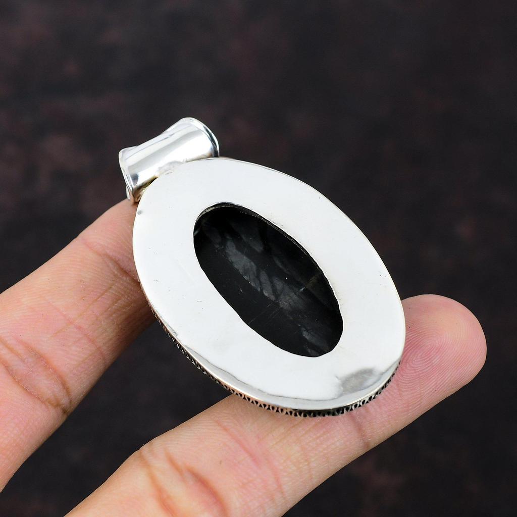 Подвеска из яшмы Пикассо, драгоценный камень, винтажные ювелирные изделия, подвеска из стерлингового серебра 925 пробы, подвеска ручной работы, стильная подвеска, подарок для матери, серебряные украшения