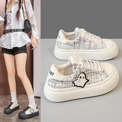 Высококачественные парусиновые туфли, маленькие белые туфли, новые модели «ракушка» осень-лето, маленький призрак, туфли с большой головой, универсальные кеды на толстой подошве