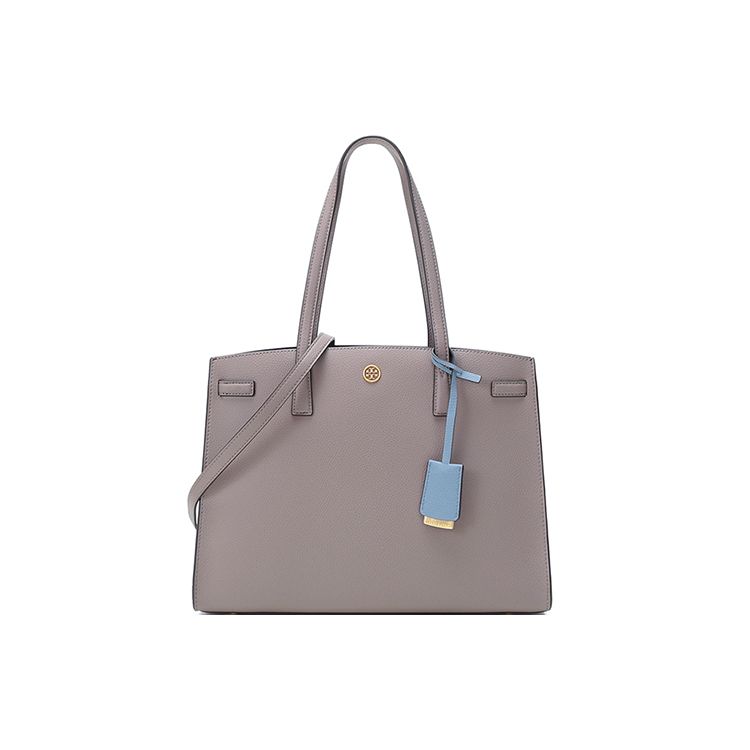 Tory Burch Walker Metallic Double T Logo Leather Shoulder Bag Large Women shoulder bag Gray 73623-082