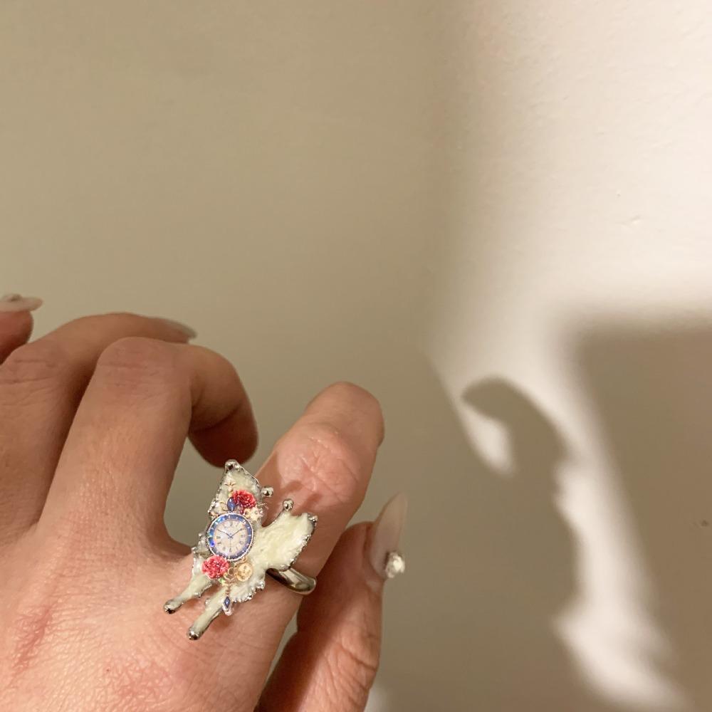 Flower Drip Oil Flower Ring Sweet Irregular Ring Temperament Enamel Finger Ring  Gift