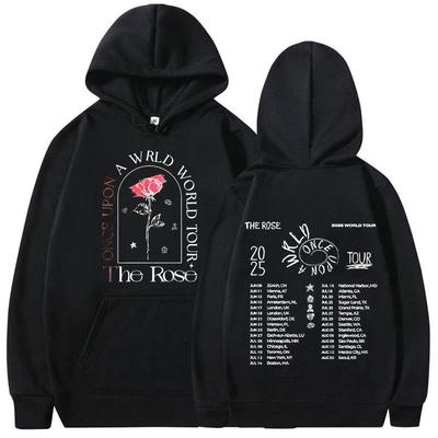 Худи с принтом The Rose Once Upon AWRLD World Tour 2025 Мужское Женское Хип-хоп K-pop Флисовый Пуловер Толстовки Подарок для Фанатов Streetwear