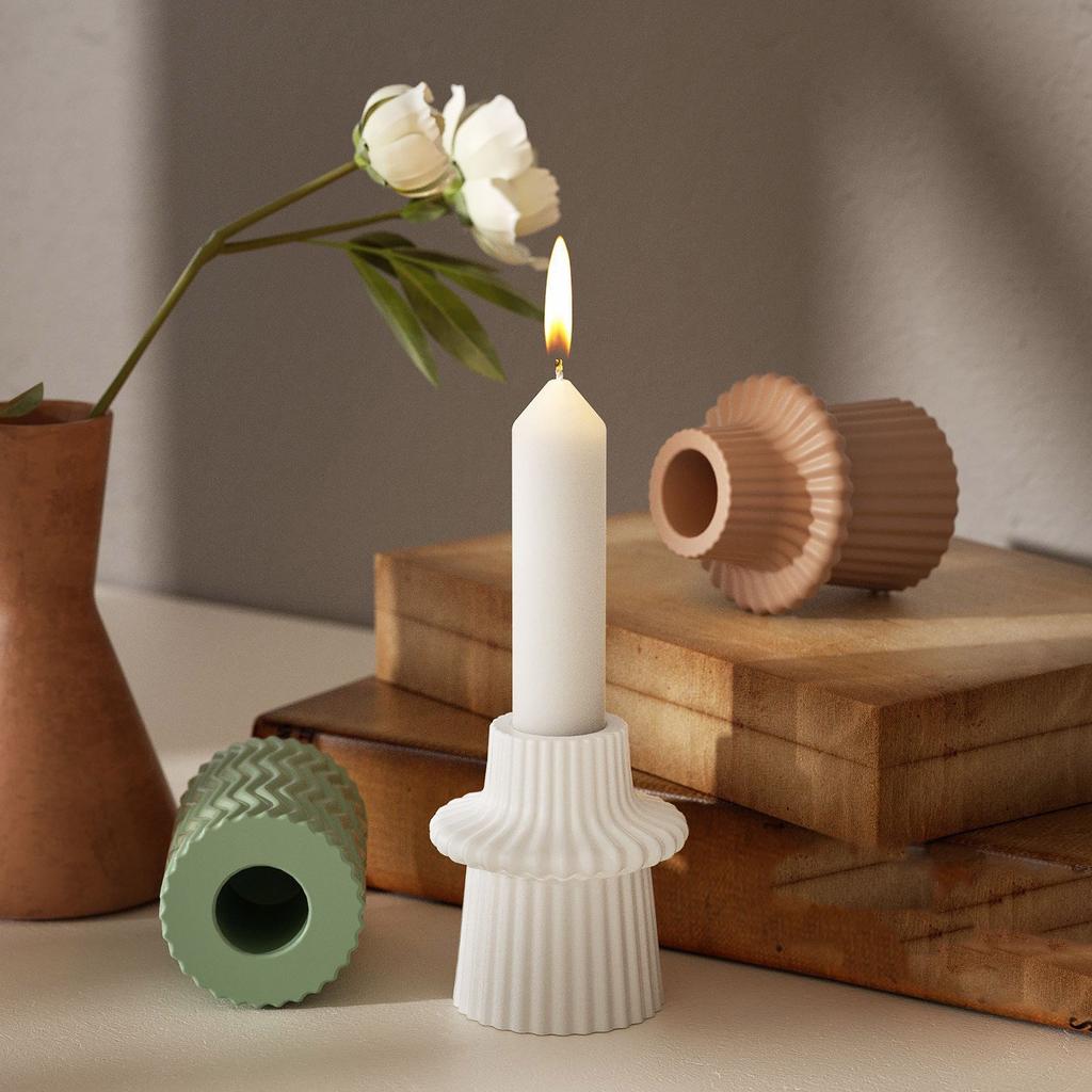 Прочная силиконовая форма для подсвечника, универсальная силиконовая форма для полосатого подсвечника для изготовления стильных подсвечников