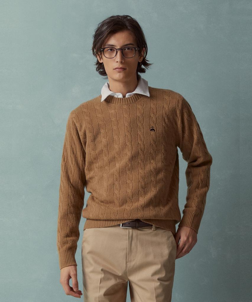 Шерстяной свитер с косами BROOKS BROTHERS (бежевый) (Bbwrmbf401)