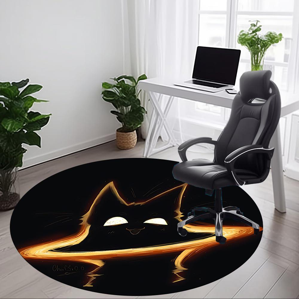 1pc FlameKitty Office Round Area Rug,  Mat Suitable For Office, Under Office Chairs Bedroom Living Room Home Decor, Room Deco