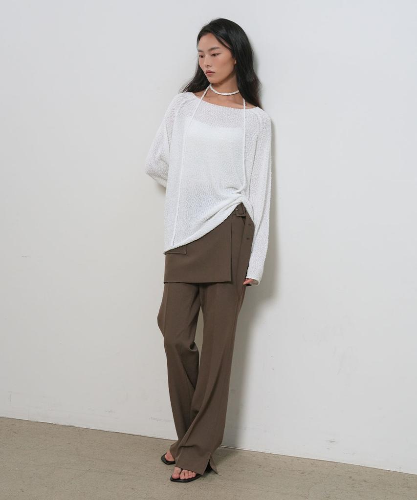 GENERALIDEA Sheer Boucle Boat Neck Pullover [White] / Gf1Lkp511