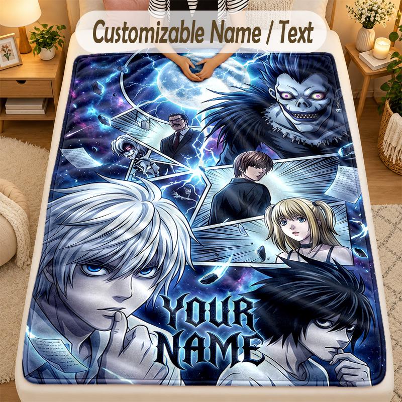 Flannel BlanketDeath Note Custom Name Text Personalized Soft Warm Throw Blanket Home Decor Gift