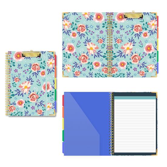 Папка-планшет с блокнотом с возможностью замены, формат Letter, 5 разделителей, боковые карманы, переплет на двойной спирали, эластичная лента, цветной индекс-спираль