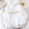 Повседневные модные худи с принтом букв Milano Italia, повседневные худи, свитшоты, мужские, женские, топы, пуловеры, худи, свитшот