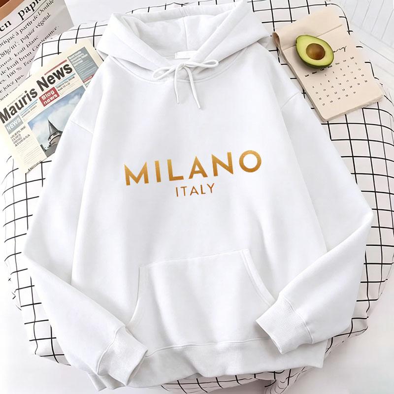 Повседневные модные худи с принтом букв Milano Italia, повседневные худи, свитшоты, мужские, женские, топы, пуловеры, худи, свитшот