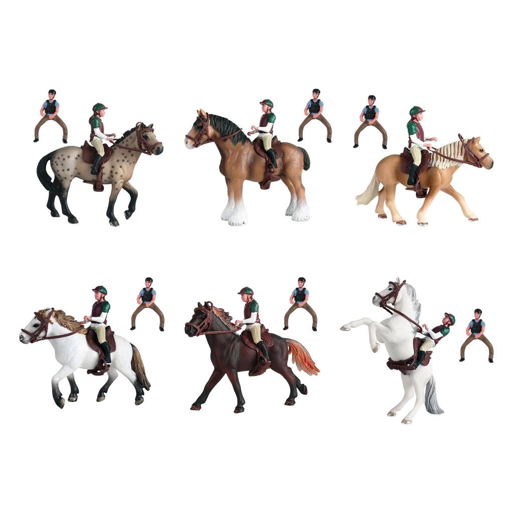Horse Figure Animal Model PVC with Saddle Miniature Simulation Pretend Educational Toy Wildlife Statue for Party Favors Gifts