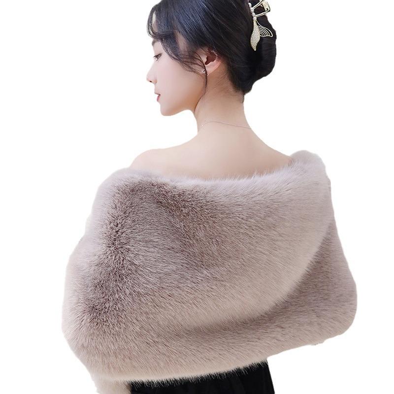 Imitation fur shawl women's autumn and winter imitation mink hair fox fur collar dress cheongsam cape short coat