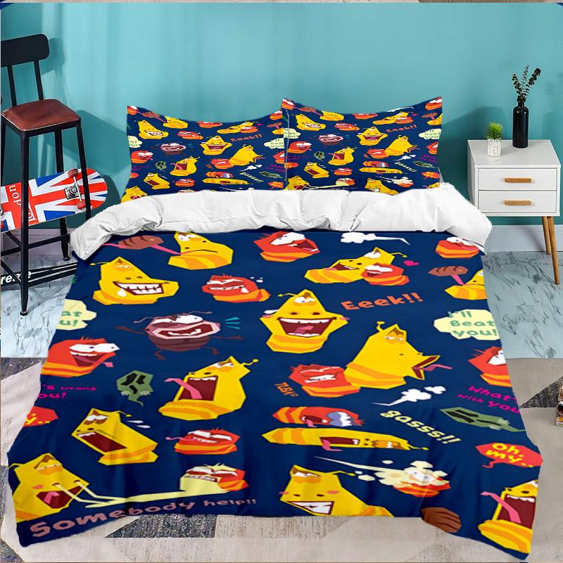 3PCS Larva Bedding Set,Including 1pc Duvet Cover And 2pcs Pillowcases Perfect for Bedroom, Dormitory, Large size Fan Christmas gift