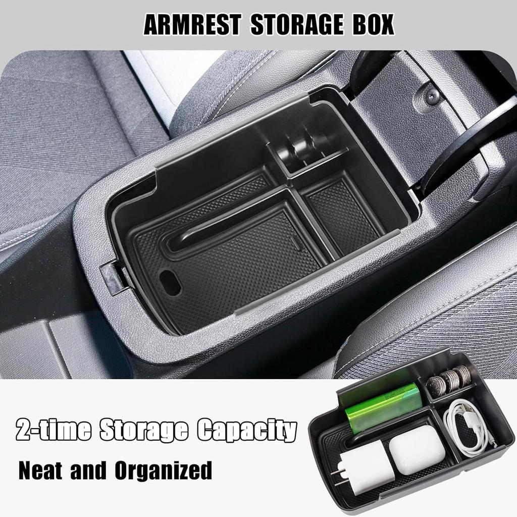 Center Console Organizer Compatible with 2024 2025 2026 Chevy Trax Armrest Storage Box and Center Console Middle Storage Tray Insert Secondary