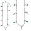 [R4994] - Handmade Silver Anklet 'Boho' Turquoise Silver (rhodium) - 26cm 3mm