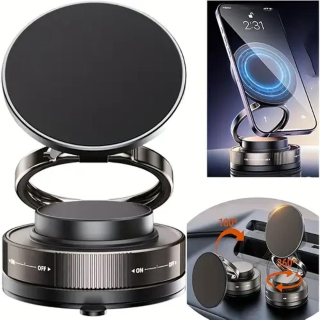 Вакуумный магнитный держатель для телефона, Складной и регулируемый магнитный держатель для телефона с управлением одной рукой, Вращение на 360°, Подходит для автомобилей