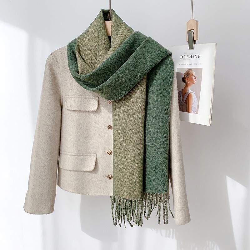 35 цветов 2024 осень и зима новый двухсторонний однотонный искусственный кашемировый кисточный платок утолщенный теплый шарф для мужчин и женщин