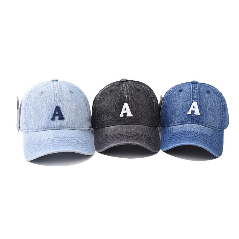 Корейская версия, потертая и старая бейсболка с вышитой буквой А для мужчин и женщин, весна, лето и осень, простая и индивидуальная, универсальная, солнцезащитная кепка