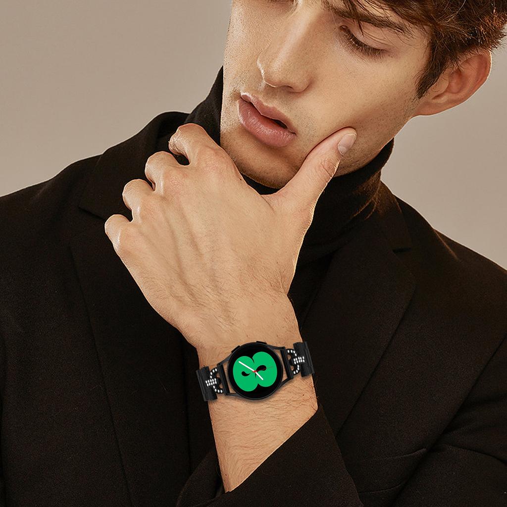 Colored Watch Strap for Samsung Gear Sport/Gear S2 Classic Metal Band D-Shape Rhinestones Decor