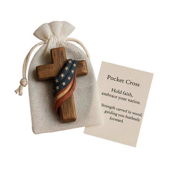 Carved Prayer Hand Pocket Hug with Inspirational Card Portable Wooden Patriotic Faith Token Decoration Christian Religious Gifts