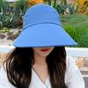 Women Outdoor Hat Long Brim Face Protection Adjustable Circumference Empty Top Pure Color Lightweight Gardening Travel Sun Cap