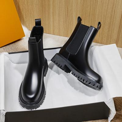 Мартинсы на внутренней платформе, женские, в британском стиле, средней высоты, на толстой подошве, в стиле ретро, дымчатые, ботинки челси, универсальные, короткие, на осень и зиму