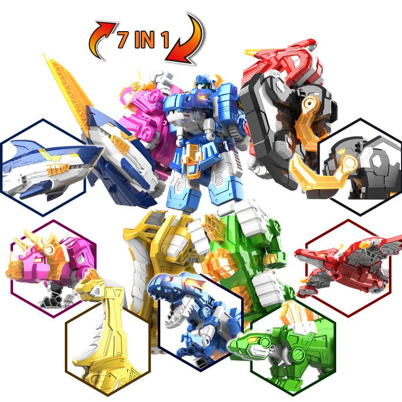 7 IN 1 Mini Force 2 Super Dino Power Transformation Robot Toys Action Figures Mini Force X Deformation Dinosaur Mecha Toy