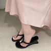 Internet Celebrity White Slope Heel Heightened Flip-flops Women's Summer Wear 2025 New Skirt French Cool Slippers