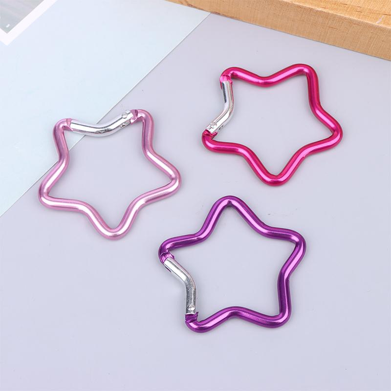 Алюминиевый карабин в форме пятиконечной звезды, зажим для ключей, брелок для ключей на открытом воздухе, крючок для бутылки, подвесная пряжка