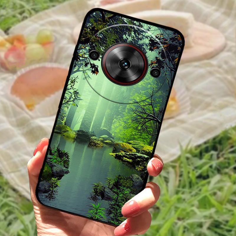 Чехол-бампер для ZTE Nubia Focus 5G, силиконовый, мягкий, с рисунком мрамора, черный, защитный
