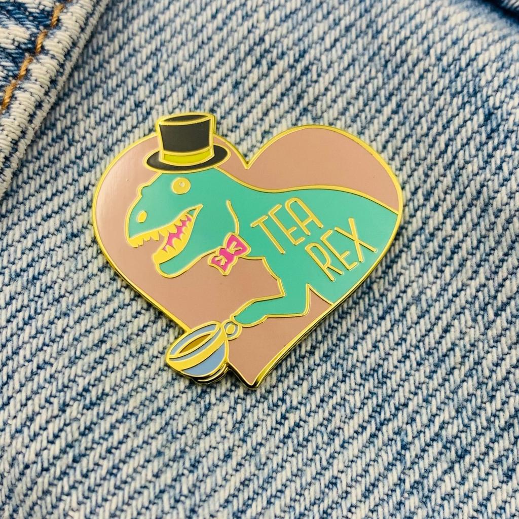 New Enamel Pin Tea Rex Metal Connector Gift Birthday 1 Piece