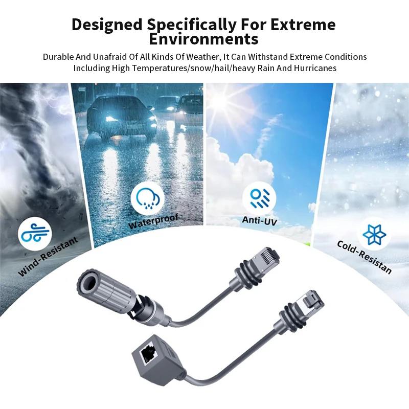 For Starlink Satellite Gen3 V3 Ethernet Extender Adapter Shielded SPX to RJ45 Rectangular Satellite Converter Cable IP67/68