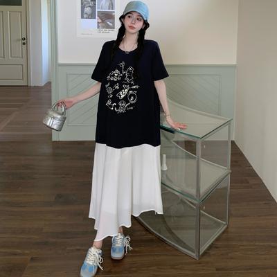 Женское платье 2025 размера плюс Свободное летнее винтажное платье Базовое длинное повседневное платье-рубашка с принтом Макси