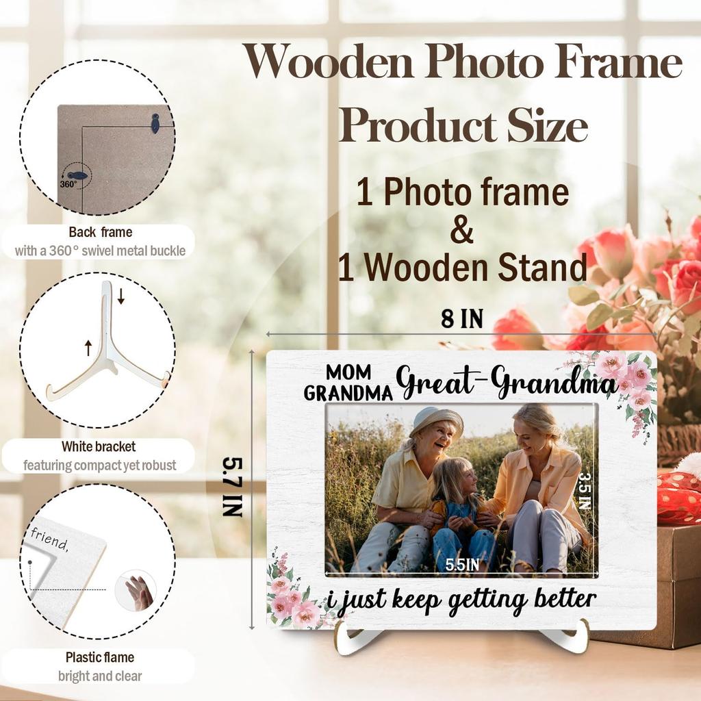 Great Grandma Gifts Picture Frame 4x6, I Just Keep Getting Better Great Grandma Gifts from Grandchild, Grandmother Photo Picture Frame Desk Tabletop