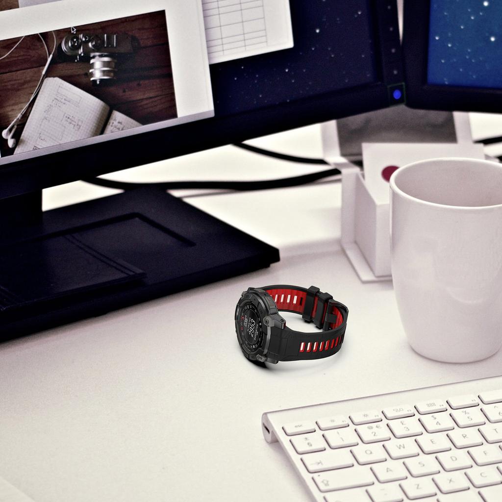 Для Garmin Instinct 3 50 мм Двухцветный ремешок для смарт-часов Спортивный дышащий силиконовый ремешок