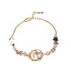 Elegant Floral Freshwater Pearl Bracelet With 18K Gold Plated Copper Natural Stone Women Stretch Design