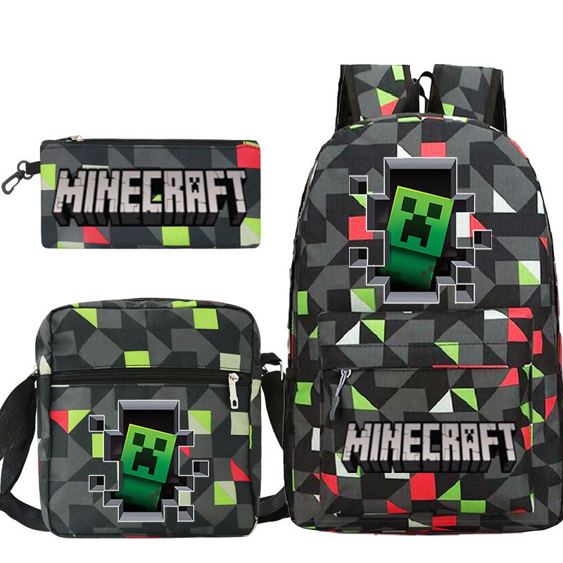 Школьная сумка для детей с принтом Minecraft, сумка через плечо, пенал для канцелярии, набор рюкзаков для студентов