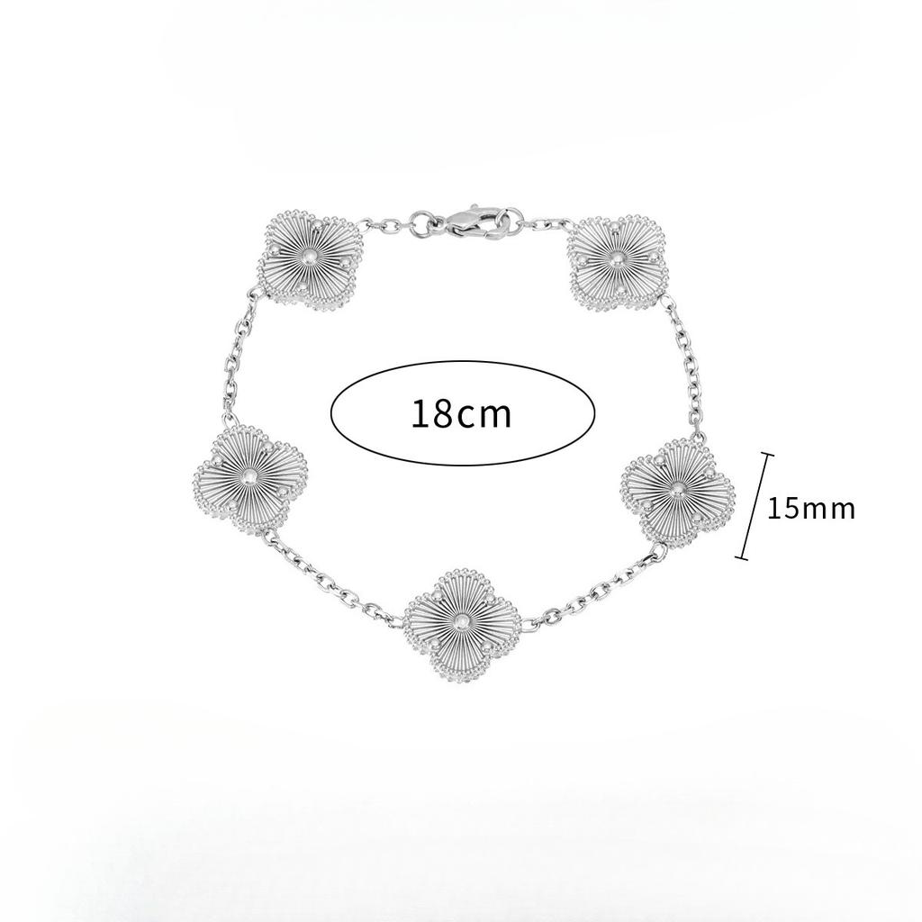 Браслет из титановой стали 15 мм, двухсторонний, с четырехлистным клевером, не выцветающий, модный браслет с цветком четырехлистного клевера