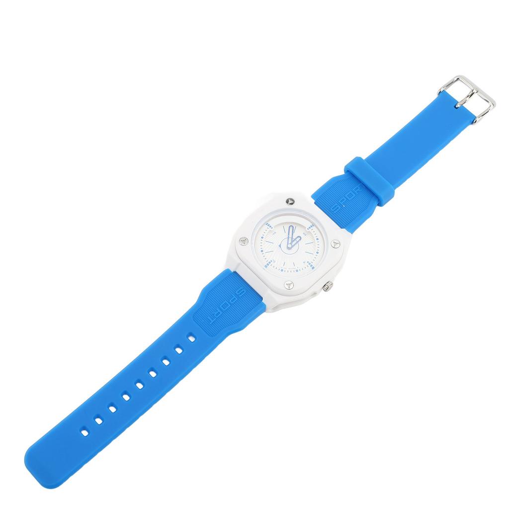 Water Resistant Sports Analog Unisex Watch Student Electronic Wristwatch for Nurses Doctors Students White Dial Blue