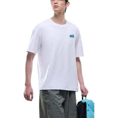Футболка для мужчин из серии Outdoor, спортивная, для отдыха, простая, однотонная, с круглым вырезом, свободная, с коротким рукавом, чисто-белая 952526102-1
