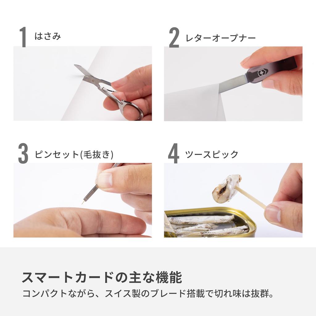 VICTORINOX SMART CARD WALLET Nail Ballpoint Equipped with 10 Disaster First Iconic Red File, Tweezers, Toothpick, Pen, Scissors, Functions,