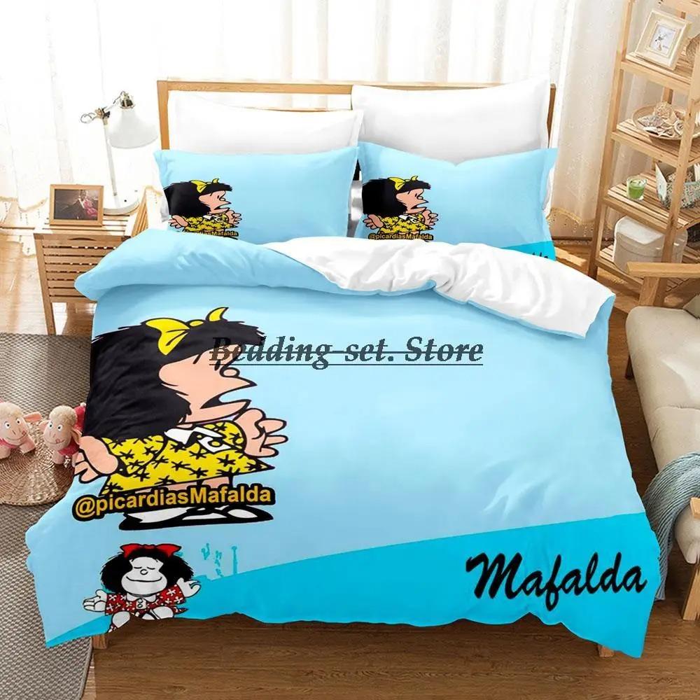 Mafalda Bedding Set Single Twin Full Queen King Size Bed Set Aldult Kid Bedroom Duvetcover Sets 3D Anime Bed Sheet Set