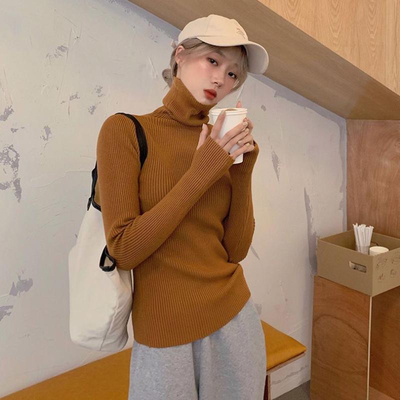 Весна Осень Водолазка с ворсом и рукавами-пальцами Зимний трикотажный базовый универсальный женский топ