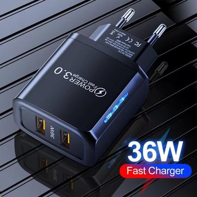 2 порта 36 Вт USB зарядное устройство для мобильного телефона Quick 3.0 настенный адаптер быстрой зарядки для iPhone Xiaomi Samsung Huawei