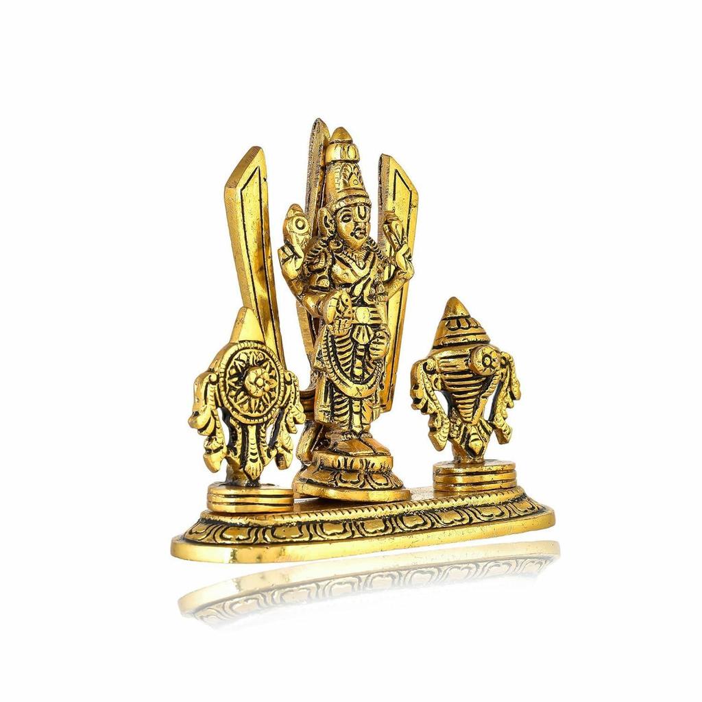 Tirupati Balaji Idol Shri Venkateshwara Swamy Statue Symbol Shankh Chakra Tilak for Home Decoration
