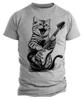 Cat Playing Guitar T-Shirt Music-Inspired Graphic Tee Trendy Men's Graphic